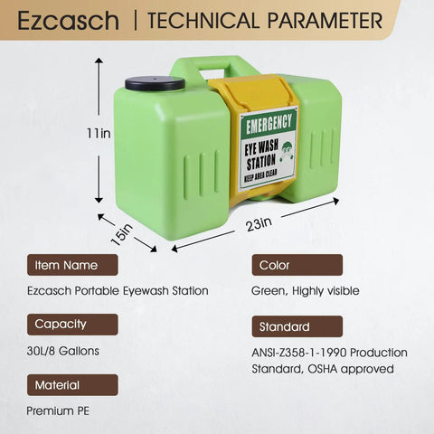 Heavy Duty Eyewash Station 9 Gallon Gravity Flow Wall Mounted Indoor Outdoor With Quick Activation OSHA Approved 35L Refillable