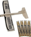 Balsa Wood Airplane Glider Kit Pack Of 6 For Kids with one assembled plane and five packaged DIY model planes.
