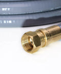 Close-up of brass connector on 12 Foot Three Eighths Inch ID Natural Gas Hose With Quick Connect Low Pressure LPG Hose For Weber Grills