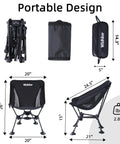 Ultralight Backpacking Chair For Adults With Pouch, Folding Camping Chair Weighs 2.8 Lbs, dimensions and design details