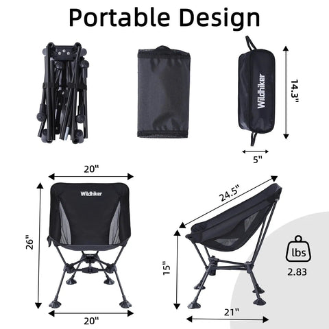 Ultralight Backpacking Chair For Adults With Pouch, Folding Camping Chair Weighs 2.8 Lbs, dimensions and design details
