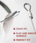 Close-up of Beefy Heavy Duty Garage Door Cable Kit showing galvanized steel wire with fittings for 8 ft doors