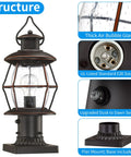 Dusk To Dawn Outdoor Post Light With Pier Mount Base 16.8 Inch Waterproof Hardwired 120V Oil Rubbed Bronze Post Lighting For Driveway