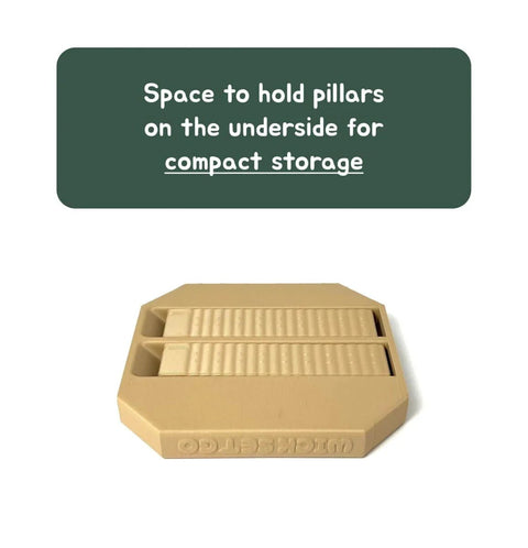 Label Application Tool For Jars And Bottles shown with compact storage feature, PLA bioplastic, made in USA