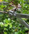 6 Piece Bonsai Tool Set Pro Grade With Concave Cutter, Knob Cutter, Jin Pliers shown trimming bonsai branch, 8 inch