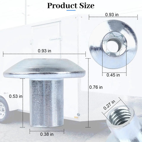 Heavy Duty Domed Torx Barrel Nut For Cargo Trailer Door Latch 5/16 Inch Coarse Thread dimensions showing size measurements.