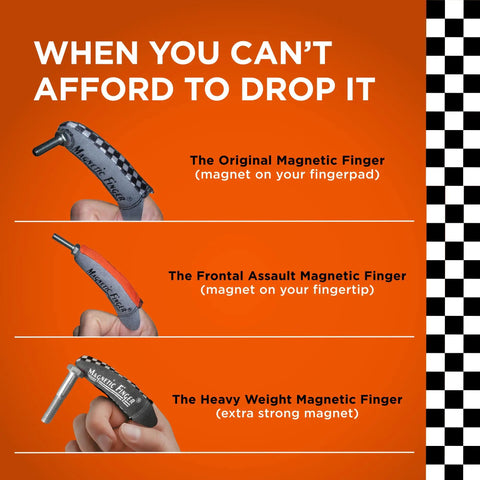 Three types of Grip Ready Magnetic Glove Pick Up Tool with powerful tip magnet for small ferrous metal objects.