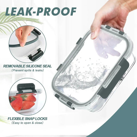 30 Oz Glass Meal Prep Containers Set Of Five With Lids Durable Glass Storage For Lunches And Leftovers Dishwasher Safe Microwave Safe Oven Safe Freezer Safe Portion Control Containers For Everyday Meal Prep featuring removable silicone seal and snap locks