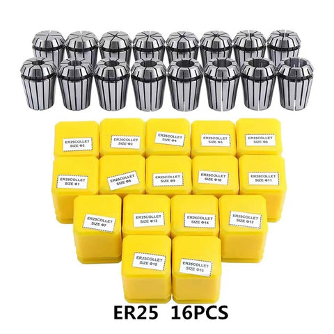 Top Tier Spring Collet Set For CNC Lathe And Milling Machine Includes ER8 ER11 ER16 ER20 ER25 ER32 Sizes With 0.015mm Precision Grip.