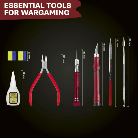 One Box Fits All Hobby Tool Kit With Glue And Six Essential Tools For Miniature Assembly Drill With Bits Knife Side Cutter