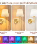 Wireless Rechargeable Wall Sconce Set Of Two Featuring Smart Remote Control with 3 color temperatures for versatile mood lighting.