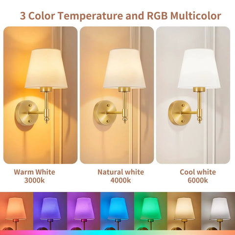Wireless Rechargeable Wall Sconce Set Of Two Featuring Smart Remote Control with 3 color temperatures for versatile mood lighting.