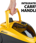 Hand holding On Demand Steam Cleaner And Wallpaper Remover Multipurpose Power Steamer With 1500W 18 Attachments carry handle