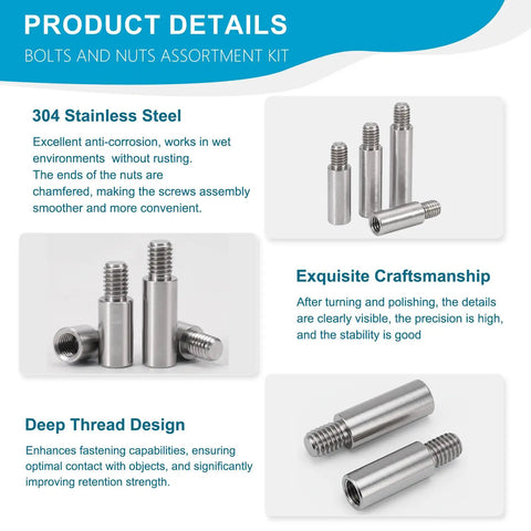 M2.5 Stainless Steel Standoff Extension Posts With Male And Female Threads Precision Machined For Circuit Boards Drones And Tech Builds Rock Solid 12 Piece Heavy Duty Hardware Kit displaying various lengths and thread designs.
