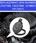 Windshield Washer Fluid Reservoir Cap Replacement For Cars And SUVs Fits Chevrolet Camaro Equinox Malibu Cruze Impala Corvette Silverado And More Easy Install Wiper Bottle Cover installed on engine