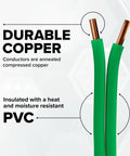 Image showing 10 AWG Insulated Solid Copper THHN THWN Wire 200 Ft Grounding Conductor with green jacket and durability features.
