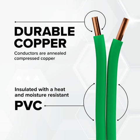 Image showing 10 AWG Insulated Solid Copper THHN THWN Wire 200 Ft Grounding Conductor with green jacket and durability features.