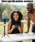 Woman using Go To Studio Quality Wireless Lavalier Microphone For iPhone And Android All Day 24H Charging Case outdoors