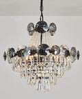 Black Crystal Chandelier With Seven Light Pendant Ceiling Fixture Dimmable E14 Compatible For Dining Room Living Room Kitchen