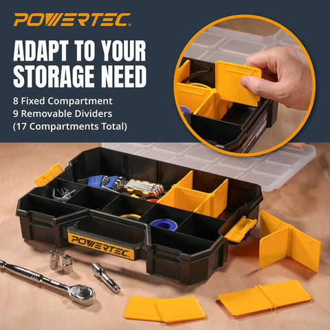 Stackable Tool Box Organizer With Removable Dividers Creating Up To 17 Compartments Interlocking And Portable Design 2 Pack