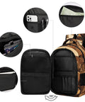 Interior pockets of Old Town Ox Printed Unisex Backpack with large capacity, durable polyester daypack for school or travel.