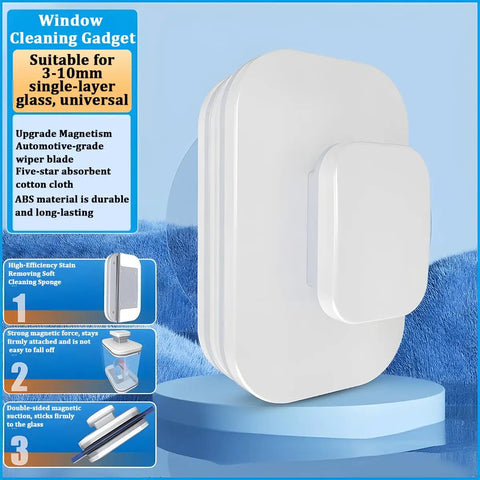 Magnetic Car Windshield Cleaner Tool With Dual Sided Cleaning For Interior And Exterior Glass, Anti Falling Rope, Universal Window Cleaner For Vehicles, Fits Glass Thickness 3 To 10mm, Streak Free Shine