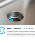 Lustertone Classic Single Bowl Drop In Stainless Steel Kitchen Sink with Perfect Drain edgeless for cleaner sink detail.