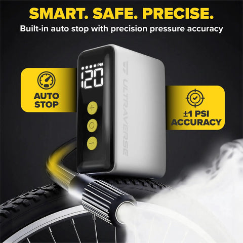 Pocket Power Mini Electric Bike Pump 120 PSI High Pressure Inflator For Road MTB And E Bike Ultra Compact Rechargeable Inflator With Presta And Schrader Valves Fast Inflation Lightweight On The Go Tool For Riders