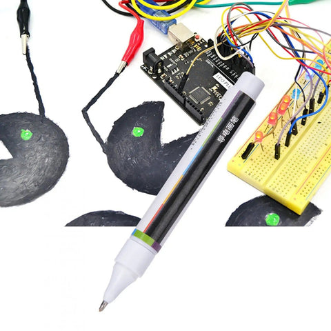 Easy To Use Conductive Ink Repair Pen For Circuit Boards DIY Electronics Tool For Quick Solderless Fixes Nickel Powder Based Conductive Paint With Strong Adherence And Water Resistance Great For Damaged Traces And Pads shown with circuit board and wires