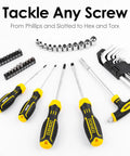 62 Piece Homeowner Tool Kit With Wrench Pliers Screwdrivers And More For DIY Home Repairs Durable Chrome Finish Steel Tools