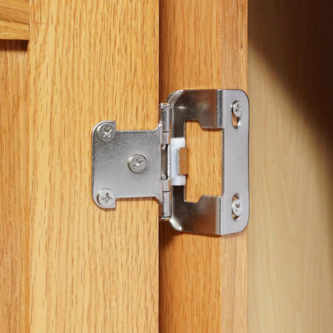 Brushed Nickel One Half Inch Overlay Cabinet Hinges Self Closing Semi Wrap Face Frame For Cabinet Doors Fifty Pack