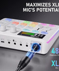 G9 Audio Mixer For Streaming And Podcasting RGB PC Mixer With XLR Interface Volume Fader Mute Button 48V Phantom Power Soundboard