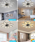 35 Inch Bladeless Ceiling Fan With Lights And Remote, Modern Low Profile Flush Mount LED, shown in living, office, kids, bedroom