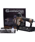 Heavy Duty Pneumatic Brad Nailer Delivers Top Notch Performance With No Hassle, featuring accessories and packaging.