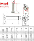Stainless Steel Allen Screws Bolt Nut Washer Set Kit With Storage Box M2 To M6 Pro Grade Hex Machine Screws Nuts And Washers Organized Fastener Pack For DIY Projects And Home Repairs size chart