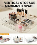 Clear Plastic Drawer Organizer Set, 6 Piece In Two Sizes For Makeup, Jewelry, Gadgets And More, Non Slip Acrylic Storage Trays