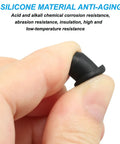 Silicone T Hole Stoppers 6.3mm 0.25in Pack Of 20 Soft Flexible Bottle Seal Plugs For Cable Glands And Holes Waterproof End Caps Black close-up