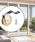 4 Pack Sliding Screen Door Rollers Replacement With 1 Inch Heavy Duty Tension Springs And Concave Steel Ball Bearings Fits Top And Bottom Wheels For B638 B687 B639 B756 Doors Includes Mounting Screws. Image shows a roller and screw with a sliding screen door background.