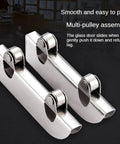 Full Extension Drawer Slides Set, Four-Piece Sliding Door Rail System For Cabinets And Glass, silver roller clamps