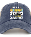 Industrial Inspired Trucker Hat With Bold Front Artwork Adjustable Buckle Back Mens Fashionable Sport Cap For Everyday Workwear And Cool Street