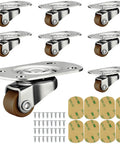 1/2 Inch Mini Swivel Caster Wheels Set Of 8 With 360 Degree Ball Bearings for quiet moving, with screws and adhesive pads.