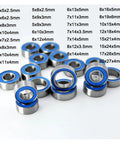 Rubber Sealed Miniature Ball Bearings Kit For RC Cars With Dope Range Of Sizes 2x6x3 5x10x4 5x8x2.5 4x10x4 5x11x4 6x12x4 12x18x4mm High Precision ABEC Bearings For Smooth Quiet Spins, blue sealed steel bearings