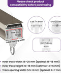 Image of Zero Drama Dual Wheel Curtain Track Gliders 50 Piece Set Silent Rolling Hooks dimensions and compatibility details.