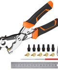 Heavy Duty Revolving Punch Plier Kit With Five Replaceable Bases And Six Punch Heads For Leather Belts Watch Bands Saddles Rubber