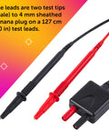 PV Test Leads For Solar PV Systems CAT III Up To 1500V For Safe DC Power Measurement With CM276 IGM Clamp Meter, red and black tips