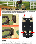 Two Way Locking mechanism of Heavy Duty Two Way Farm Gate Latch With Self Locking Nut, showing close and open positions.