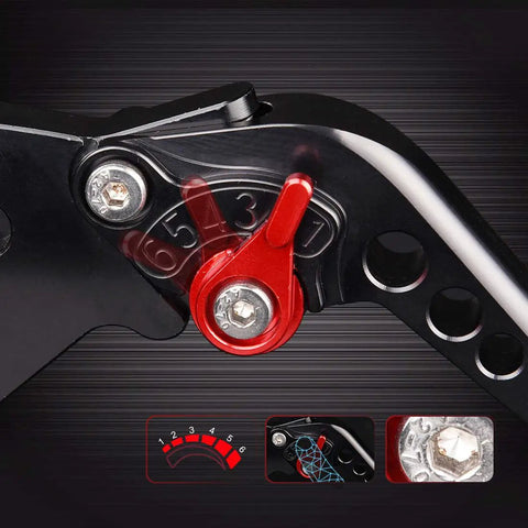 Sick Adjustable Brake And Clutch Levers Fit Yamaha Raptor 660 700 YFZ450 Banshee Blaster showing red adjustment lever detail.