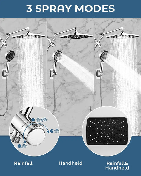 Ultra Wide Rain Shower Combo With Handheld High Pressure Chrome Finish Delivers Top Shelf Water Flow For Your Daily Bathroom Glow Up And Soothing Personal Care Sessions