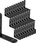 30 Pack Tough As Nails L Brackets Corner Braces For Wood 2.5 Inch Matte Black Cast Iron stacked for structural support in DIY projects.