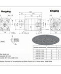 Technical drawing of Planetary Gearbox Gear Reducer 20 To 1 Ratio High Precision Backlash Under 12 Arc-Min 4000 RPM for 60mm servo motors.